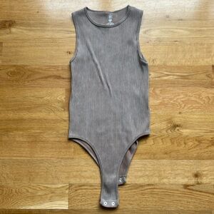 Brown Ribbed Body Suit